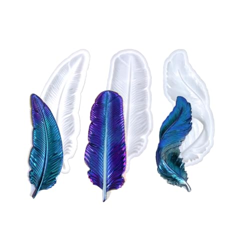 3 handgefertigte gefiederte Silikonformen, 3D-Federform, Epoxidharz-Formen für Halloween-Weihnachtsdekorationen 3 handgefertigte gefiederte Silikonformen, 3D-Federform, Epoxidharz-Formen für Halloween-Weihnachtsdekorationen von divuukyi