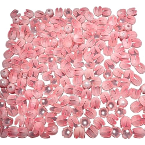 50 Stück Farbdruck Tulpen Knospen Blumen Form Acryl Blumen Perlen Nachtlicht Zubehör für Schmuck Ohrring Herstellung von divuukyi