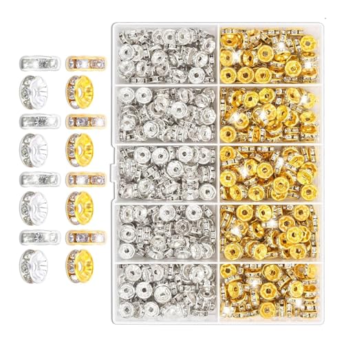 600/720/900 Stück Strass-Abstandshalter, 8 mm, glitzernde Rondelle-Abstandshalter, flache runde Perlen für Armbänder, Schmuckherstellung 600/720/900 Stück Strass-Abstandshalter, 8 mm, glitzernde Rondelle-Abstandshalter, flache runde Perlen für Armbänder, Schmuckherstellung von divuukyi