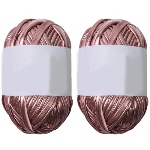 Metallic-Garn, insgesamt 80 m, metallisches T-Shirt-Garn für handgefertigte Häkeltaschen, Korb, Decken, Häkeln, 100 g pro Rolle von divuukyi