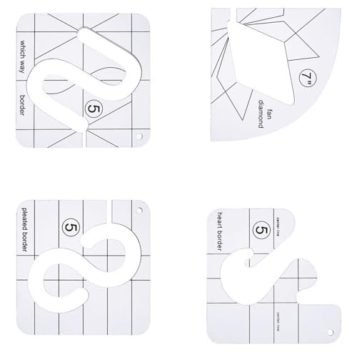 Professionelle Quilt-Vorlagen, transparent, Acryl, Quilt-Lineal, Freemotion, Quilt-Schablonen zum Nähen, Patchwork, 4 Stück von divuukyi