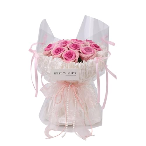 divuukyi Häkelblumenstrauß-Set mit Schritt-für-Schritt-Anleitung (evtl. nicht in deutscher Sprache), Häkel-Hochzeitsstrauß, Zubehör für Anfänger, Stricken und Basteln von divuukyi