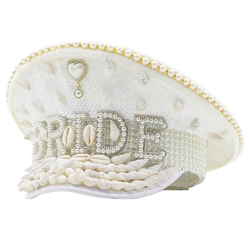 divuukyi Hut mit Muschelperlen, Brauthut für Hochzeit, Cosplay, Party, Kostüm, Blingbling Navy Hut, Bühnenauftritte, Requisite, Militärhut divuukyi Hut mit Muschelperlen, Brauthut für Hochzeit, Cosplay, Party, Kostüm, Blingbling Navy Hut, Bühnenauftritte, Requisite, Militärhut von divuukyi