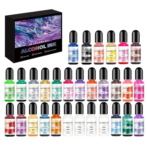 divuukyi Set mit 30 Tinten, Epoxidharz, zum Basteln, Färben, Malen, Schmuckherstellung, Tinten, intensive Pigmentfarben, Epoxidharz divuukyi Set mit 30 Tinten, Epoxidharz, zum Basteln, Färben, Malen, Schmuckherstellung, Tinten, intensive Pigmentfarben, Epoxidharz von divuukyi