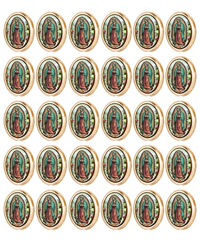 Diyalo 30 Stück Unsere Dame von Guadalupe Saint Jude Abstandshalter Perlen für DIY Rosenkranz Chaplet Halskette Armband Schmuckherstellung Teil (unsere Damen-Oval-Goldfarbe) von diyalo