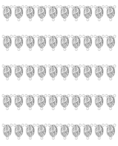Diyalo Rosenkranzverbinder Heilige Ave Maria/Miraculous Medal/Our Lady of Aparecida/Saint Bernadette of Lourdes Rosenkranz Chaplet Connector DIY Schmuckherstellung Teile in Großpackung (R-50 Stück) von diyalo