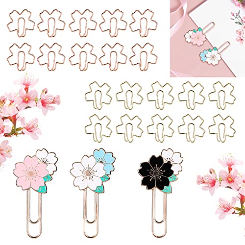 23 Stück Kirschblüten-Büroklammern, Kirschblüten-Form, bunte Lesezeichen aus Edelstahl mit Blumen-Design für Studenten, niedliche Clips, Bürobedarf, Schule, Geschenk, Hochzeitsdekoration von diyfixlcd