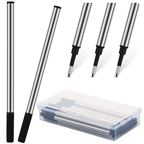 24 Stück 4,37 Zoll Metall Tintenroller Minen Kugelschreiber Feine Spitze 0,7 mm mit Klar Kunststoff Stiftbox Kompatible Rollerball Minen Standardgröße Schwarze Tinte für Schule Büro von diyfixlcd