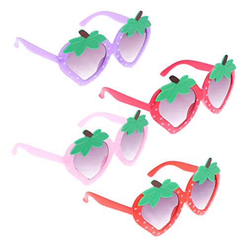 4 Paar Kinder-Sonnenbrillen, Erdbeer-Frucht-Sonnenbrille, Hawaii-Brille, Partybrille, Luau-Partyzubehör von diyfixlcd