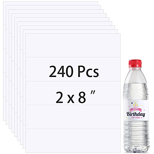 Bedruckbare Wasserflaschenetiketten, wasserdicht, blanko, selbstklebend, personalisierbar, rechteckig, Flaschenetikett, Aufkleber für Laser- und Tintenstrahldrucker (240) von diyfixlcd