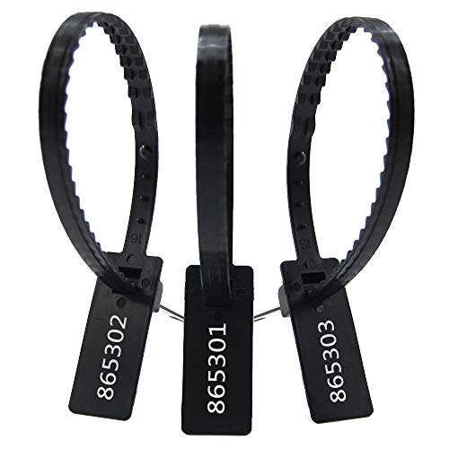 Tamper Seal 100 Stück Kunststoffanhänger mit Sägezahnung, rechteckig, selbstsichernd, manipulationssicher, Zugverschlüsse(Black,100pcs) von djgkENVQ