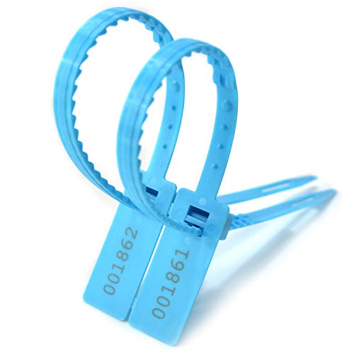 Tamper Seal 100 Stück Kunststoffanhänger mit Sägezahnung, rechteckig, selbstsichernd, manipulationssicher, Zugverschlüsse(Blue,100pcs) von djgkENVQ