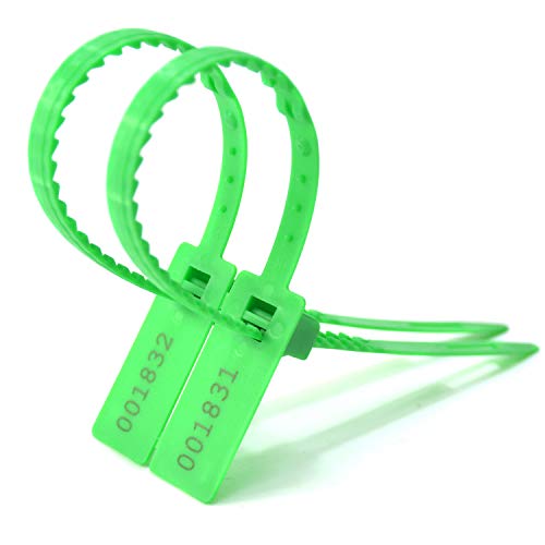 Tamper Seal 100 Stück Kunststoffanhänger mit Sägezahnung, rechteckig, selbstsichernd, manipulationssicher, Zugverschlüsse(Green,100pcs) von djgkENVQ