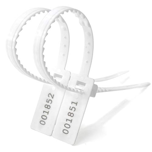 Tamper Seal 100 Stück Kunststoffanhänger mit Sägezahnung, rechteckig, selbstsichernd, manipulationssicher, Zugverschlüsse(White,500pcs) von djgkENVQ