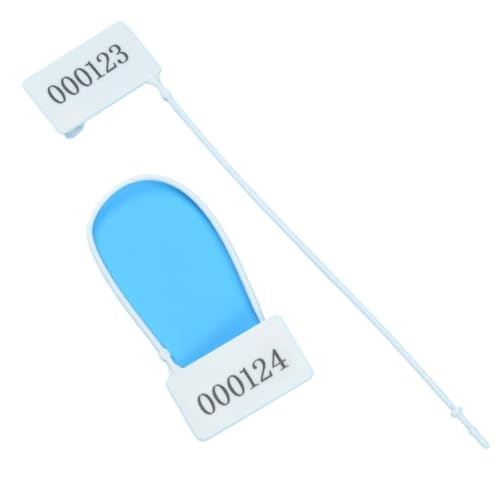 Tamper Seal 100 Stück nummerierte Sicherheitsvorhängeschlosssiegel aus Kunststoff, manipulationssicher, for Einmalgebrauch.(White) von djgkENVQ