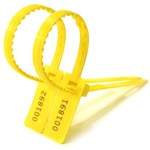 Tamper Seal 1000 Stück Kunststoffanhänger mit Sägezahn, nummerierte Einweg-Kabelbinder for Verpacken(Yellow) von djgkENVQ