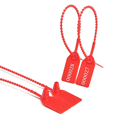 Tamper Seal Nummerierte Sicherheitsetiketten, selbstsicherndes Einweg-Versandetikett mit LKW-Siegel(Red,500PCS) von djgkENVQ