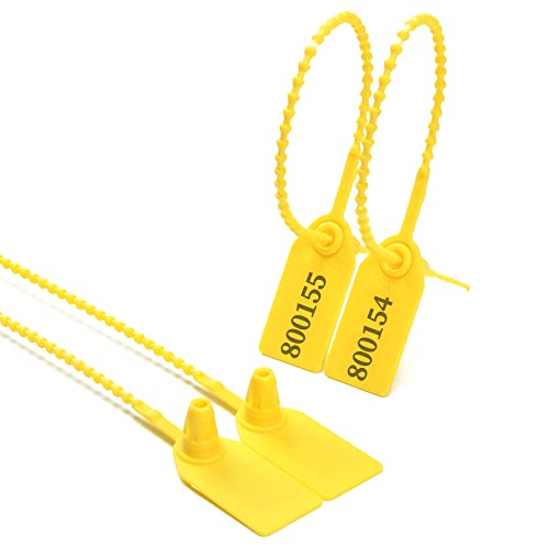 Tamper Seal Nummerierte Sicherheitsetiketten, selbstsicherndes Einweg-Versandetikett mit LKW-Siegel(Yellow,100PCS) von djgkENVQ