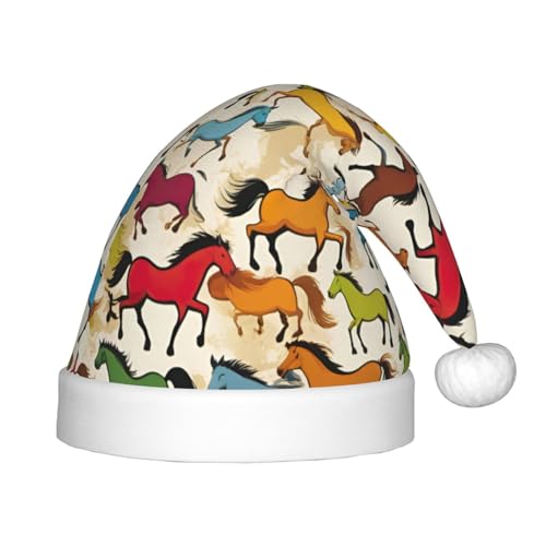 dkkuvt Bunte Cartoon-Pferde-Druck, festlich, lustig, Unisex, Weihnachtsmütze, für die meisten Weihnachtsfeiern, Urlaubsbedarf, Weihnachtsmütze dkkuvt Bunte Cartoon-Pferde-Druck, festlich, lustig, Unisex, Weihnachtsmütze, für die meisten Weihnachtsfeiern, Urlaubsbedarf, Weihnachtsmütze von dkkuvt