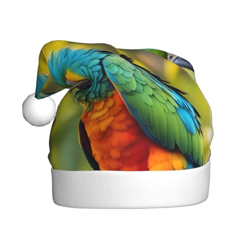 dkkuvt Fantastische Weihnachtsmütze mit Papageienfeder-Druck, 53–60 cm, Weihnachtszubehör, Partyzubehör, Urlaub, Nikolausmütze dkkuvt Fantastische Weihnachtsmütze mit Papageienfeder-Druck, 53–60 cm, Weihnachtszubehör, Partyzubehör, Urlaub, Nikolausmütze von dkkuvt