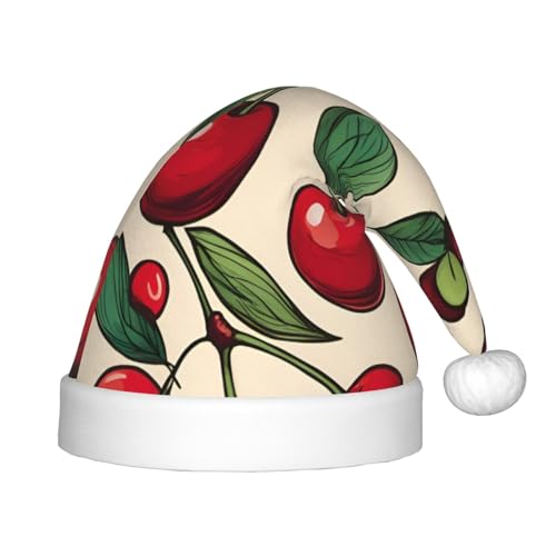 dkkuvt Niedliche rote Kirsche mit 2 Aufdrucken, festlicher Spaß, Unisex, Weihnachtsmütze, für die meisten Weihnachtsfeiern, Urlaubsbedarf, Weihnachtsmütze dkkuvt Niedliche rote Kirsche mit 2 Aufdrucken, festlicher Spaß, Unisex, Weihnachtsmütze, für die meisten Weihnachtsfeiern, Urlaubsbedarf, Weihnachtsmütze von dkkuvt