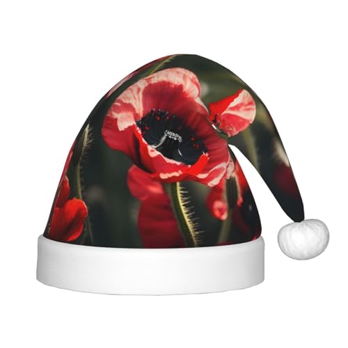 dkkuvt Schöner roter Mohnblumen-Druck, festlicher Spaß, Unisex, Weihnachtsmütze, für die meisten Weihnachtsfeiern, Urlaubsbedarf, Weihnachtsmütze dkkuvt Schöner roter Mohnblumen-Druck, festlicher Spaß, Unisex, Weihnachtsmütze, für die meisten Weihnachtsfeiern, Urlaubsbedarf, Weihnachtsmütze von dkkuvt