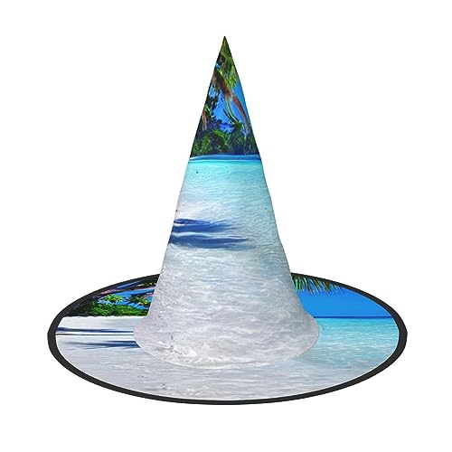 dkkuvt Tropischer weißer Sandstrand und Ozean-Druck, Karneval, Halloween, Hexenhut, Kostüm, Hut für Partys, Maskeraden für Damen und Herren dkkuvt Tropischer weißer Sandstrand und Ozean-Druck, Karneval, Halloween, Hexenhut, Kostüm, Hut für Partys, Maskeraden für Damen und Herren von dkkuvt