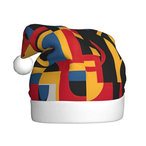 dkkuvt Weihnachtsmütze mit Aufdruck in Rot, Gelb, Blau und Schwarz, 53–60 cm, Weihnachtszubehör, Partyzubehör, Urlaub, Nikolausmütze von dkkuvt