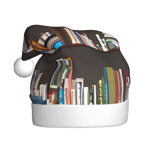 dkkuvt Weihnachtsmütze mit Bibliotheks-Bücherregal-Druck, 53 - 60 cm, Weihnachtszubehör, Partyzubehör, Urlaub, Nikolausmütze dkkuvt Weihnachtsmütze mit Bibliotheks-Bücherregal-Druck, 53 - 60 cm, Weihnachtszubehör, Partyzubehör, Urlaub, Nikolausmütze von dkkuvt