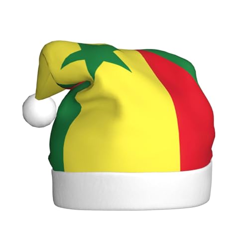 dkkuvt Weihnachtsmütze mit Flagge des Senegal, bedruckt, 53–60 cm, Weihnachtszubehör, Partyzubehör, Urlaub, Nikolausmütze von dkkuvt