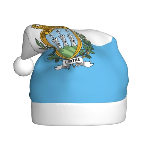 dkkuvt Weihnachtsmütze mit Flagge von San Marino, bedruckt, 53–60 cm, Weihnachtszubehör, Partyzubehör, Urlaub, Nikolausmütze dkkuvt Weihnachtsmütze mit Flagge von San Marino, bedruckt, 53–60 cm, Weihnachtszubehör, Partyzubehör, Urlaub, Nikolausmütze von dkkuvt