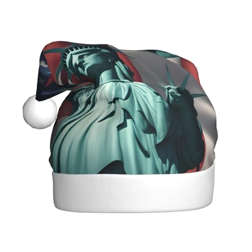 dkkuvt Weihnachtsmütze mit Freiheitsstatue-Flagge, 53–60 cm, Weihnachtszubehör, Partyzubehör, Urlaub, Nikolausmütze dkkuvt Weihnachtsmütze mit Freiheitsstatue-Flagge, 53–60 cm, Weihnachtszubehör, Partyzubehör, Urlaub, Nikolausmütze von dkkuvt