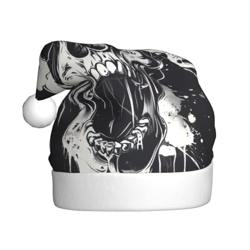 dkkuvt Weihnachtsmütze mit Horror-Geister-Schädel-Aufdruck, 53–60 cm, Weihnachtszubehör, Partyzubehör, Urlaub, Nikolausmütze dkkuvt Weihnachtsmütze mit Horror-Geister-Schädel-Aufdruck, 53–60 cm, Weihnachtszubehör, Partyzubehör, Urlaub, Nikolausmütze von dkkuvt