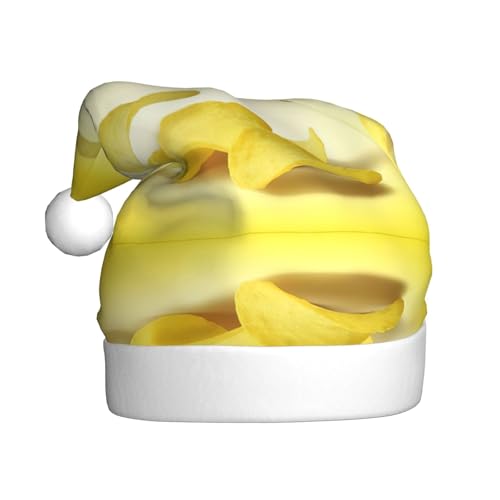 dkkuvt Weihnachtsmütze mit Kartoffelchips-Aufdruck, 53–60 cm, Weihnachtszubehör, Partyzubehör, Urlaub, Nikolausmütze von dkkuvt