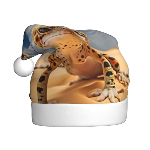 dkkuvt Weihnachtsmütze mit Leoparden-Gecko-Druck, 53–60 cm, Weihnachtszubehör, Partyzubehör, Urlaub, Nikolausmütze dkkuvt Weihnachtsmütze mit Leoparden-Gecko-Druck, 53–60 cm, Weihnachtszubehör, Partyzubehör, Urlaub, Nikolausmütze von dkkuvt