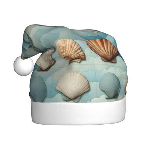 dkkuvt Weihnachtsmütze mit Muschel-Druck, 53–60 cm, Weihnachtszubehör, Partyzubehör, Urlaub, Nikolausmütze dkkuvt Weihnachtsmütze mit Muschel-Druck, 53–60 cm, Weihnachtszubehör, Partyzubehör, Urlaub, Nikolausmütze von dkkuvt