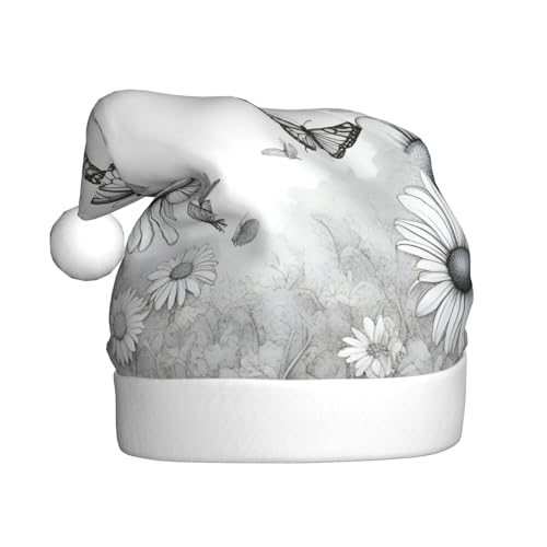 dkkuvt Weihnachtsmütze mit Schmetterlings-Gänseblümchen-Aufdruck, 53–60 cm, Weihnachtszubehör, Partyzubehör, Urlaub, Nikolausmütze dkkuvt Weihnachtsmütze mit Schmetterlings-Gänseblümchen-Aufdruck, 53–60 cm, Weihnachtszubehör, Partyzubehör, Urlaub, Nikolausmütze von dkkuvt