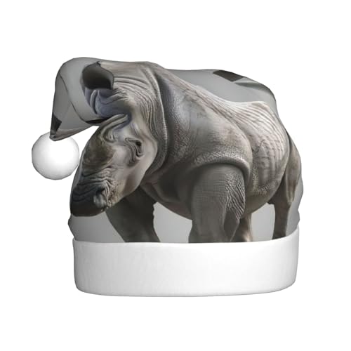 dkkuvt Weihnachtsmütze mit Tier-Nashorn-Druck, 53–60 cm, Weihnachtszubehör, Partyzubehör, Urlaub, Nikolausmütze dkkuvt Weihnachtsmütze mit Tier-Nashorn-Druck, 53–60 cm, Weihnachtszubehör, Partyzubehör, Urlaub, Nikolausmütze von dkkuvt