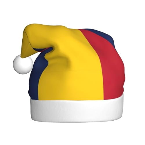 dkkuvt Weihnachtsmütze mit Tschad-Flagge, bedruckt, 53–60 cm, Weihnachtszubehör, Partyzubehör, Urlaub, Nikolausmütze von dkkuvt