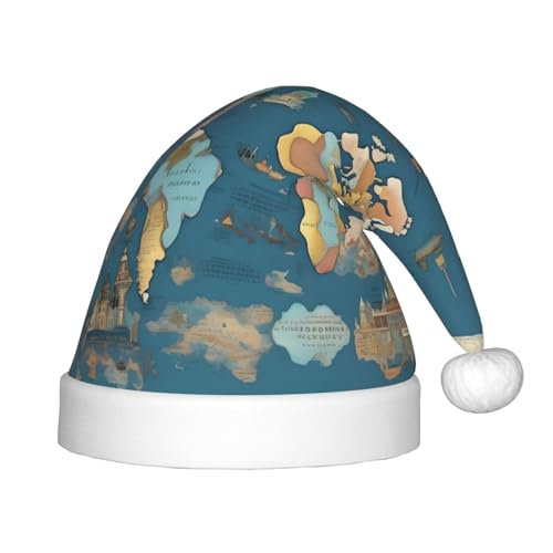 dkkuvt Weihnachtsmütze mit Weltkarten-Motiv, festlich, lustig, Unisex, Weihnachtsmütze, für die meisten Weihnachtsfeiern, Urlaubsbedarf, Weihnachtsmütze dkkuvt Weihnachtsmütze mit Weltkarten-Motiv, festlich, lustig, Unisex, Weihnachtsmütze, für die meisten Weihnachtsfeiern, Urlaubsbedarf, Weihnachtsmütze von dkkuvt