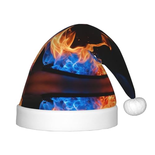 dkkuvt Weihnachtsmütze mit blauem Flammenaufdruck, Unisex, für die meisten Weihnachtsfeiern, Urlaubsbedarf, Weihnachtsmütze dkkuvt Weihnachtsmütze mit blauem Flammenaufdruck, Unisex, für die meisten Weihnachtsfeiern, Urlaubsbedarf, Weihnachtsmütze von dkkuvt