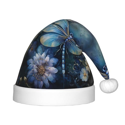 dkkuvt Weihnachtsmütze mit blauem Libellen-Druck, festlich, lustig, Unisex, für die meisten Weihnachtsfeiern, Urlaubszubehör, Weihnachtsmütze dkkuvt Weihnachtsmütze mit blauem Libellen-Druck, festlich, lustig, Unisex, für die meisten Weihnachtsfeiern, Urlaubszubehör, Weihnachtsmütze von dkkuvt