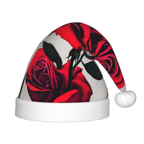 dkkuvt Weihnachtsmütze mit rotem Rosen-Aufdruck, Unisex, für die meisten Weihnachtsfeiern, Urlaubsbedarf, Weihnachtsmütze dkkuvt Weihnachtsmütze mit rotem Rosen-Aufdruck, Unisex, für die meisten Weihnachtsfeiern, Urlaubsbedarf, Weihnachtsmütze von dkkuvt