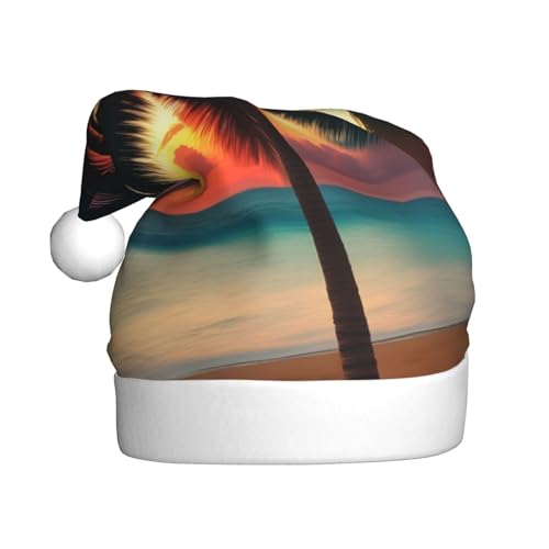 dkkuvt Weihnachtsmütze mit tropischem Strand, Palme, Sonnenuntergang, 53–60 cm, Weihnachtszubehör, Partyzubehör, Urlaub, Nikolausmütze dkkuvt Weihnachtsmütze mit tropischem Strand, Palme, Sonnenuntergang, 53–60 cm, Weihnachtszubehör, Partyzubehör, Urlaub, Nikolausmütze von dkkuvt
