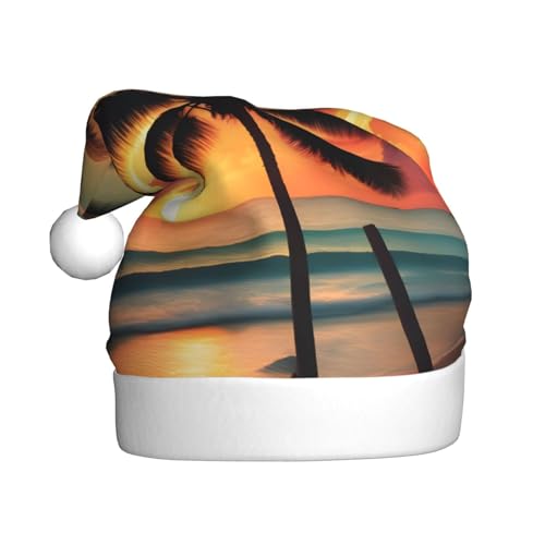 dkkuvt Weihnachtsmütze mit tropischem Strandpalmenaufdruck, 53–60 cm, Weihnachtszubehör, Partyzubehör, Urlaub, Nikolausmütze dkkuvt Weihnachtsmütze mit tropischem Strandpalmenaufdruck, 53–60 cm, Weihnachtszubehör, Partyzubehör, Urlaub, Nikolausmütze von dkkuvt