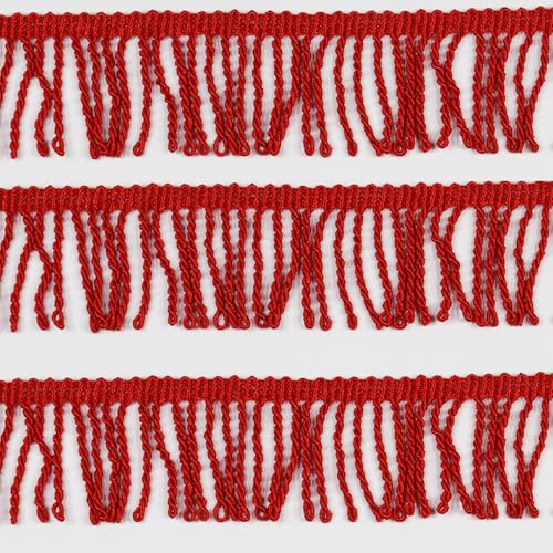 dlboboai Makramee-Spitzenbordüre, 50 mm, rot, 9,1 m, dekorative Franseneinfassung für Bastelarbeiten und Heimdekoration von dlboboai