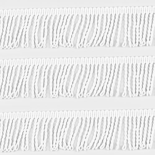 dlboboai Weißes Spitzenband mit Quasten, 50 mm breit, 9,1 m Polyesterband für Lampenschirme und Näharbeiten von dlboboai
