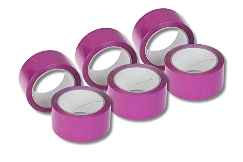 dm-folien gmbh 6 x Farbiges Klebeband/Verpackungsband aus Polypropylen [PP] - Leise abrollendes Packband mit Acrylatkleber (Pink) von dm-folien gmbh