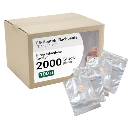 dm-folien PE-Beutel 2000 Stück I viele Größen I 80x120mm I Lebensmittelechte Flachbeutel 100µ I Transparente Beutel aus LDPE I Reißfeste Verpackungsbeutel für Lebensmittel & Dokumente von dm-folien gmbh