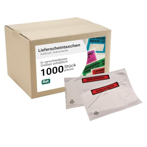dm-folien Lieferscheintaschen C5 I 1000 Stück I Selbstklebende Versandtaschen mit Aufdruck I Rot-transparente Versandunterlagen für Dokumente I Versandzubehör aus PP dm-folien Lieferscheintaschen C5 I 1000 Stück I Selbstklebende Versandtaschen mit Aufdruck I Rot-transparente Versandunterlagen für Dokumente I Versandzubehör aus PP von dm-folien gmbh